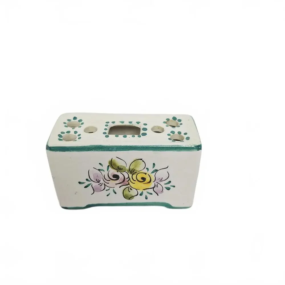 Hand Painted Ceramic Flower Bud Vase Portugal‎ Pre-Owned Vintage 1940's